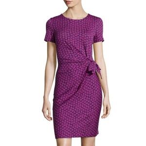 Diane Von Furstenberg | Women’s Pink/Navy Floral Zoe Side Ruched Faux Wrap Dress